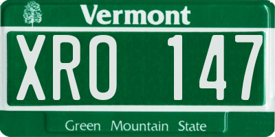 VT license plate XRO147