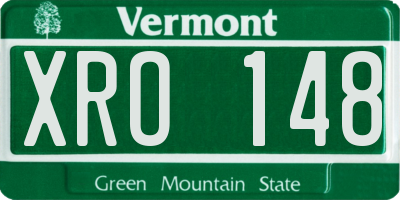 VT license plate XRO148