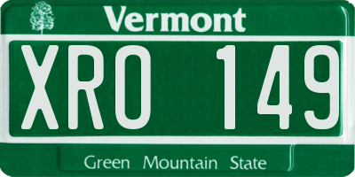VT license plate XRO149