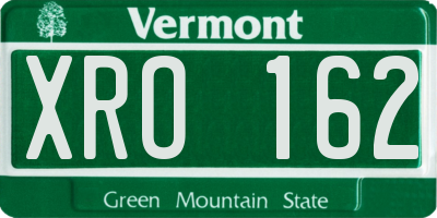 VT license plate XRO162