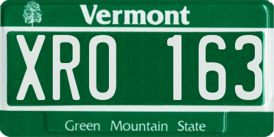 VT license plate XRO163
