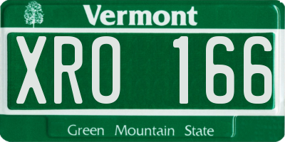 VT license plate XRO166