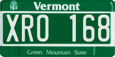 VT license plate XRO168