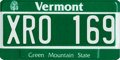 VT license plate XRO169