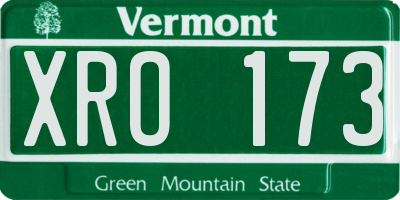 VT license plate XRO173
