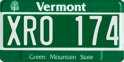 VT license plate XRO174
