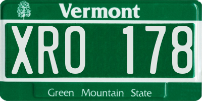 VT license plate XRO178