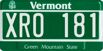 VT license plate XRO181