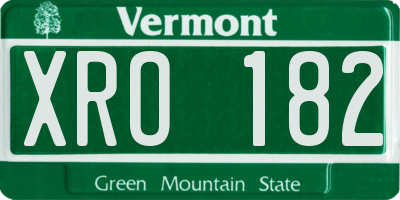 VT license plate XRO182