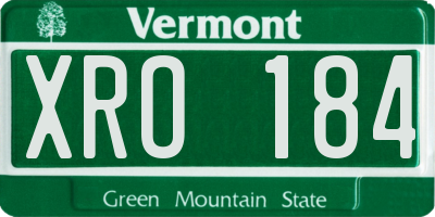 VT license plate XRO184