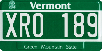 VT license plate XRO189