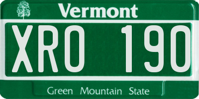 VT license plate XRO190