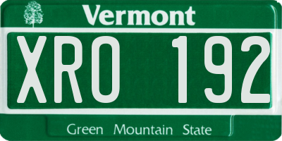 VT license plate XRO192