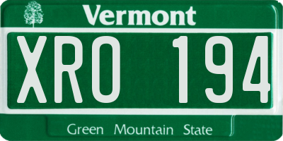 VT license plate XRO194