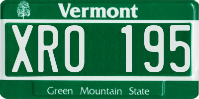 VT license plate XRO195