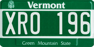 VT license plate XRO196