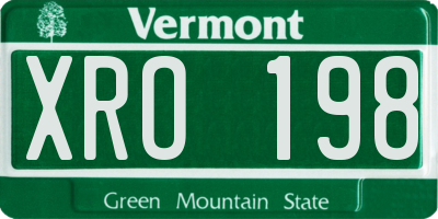 VT license plate XRO198