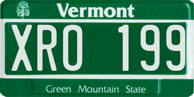 VT license plate XRO199