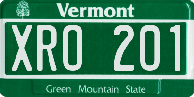 VT license plate XRO201