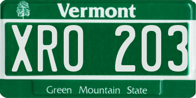 VT license plate XRO203