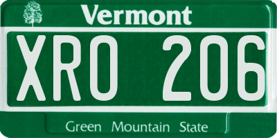 VT license plate XRO206