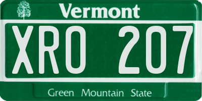 VT license plate XRO207