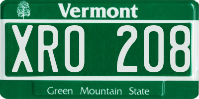 VT license plate XRO208