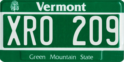 VT license plate XRO209