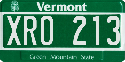 VT license plate XRO213