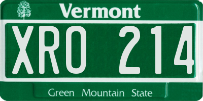 VT license plate XRO214