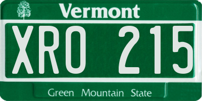 VT license plate XRO215