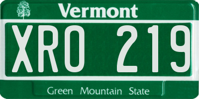 VT license plate XRO219