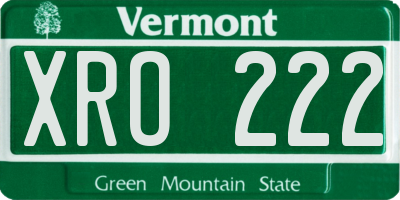 VT license plate XRO222