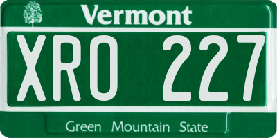 VT license plate XRO227