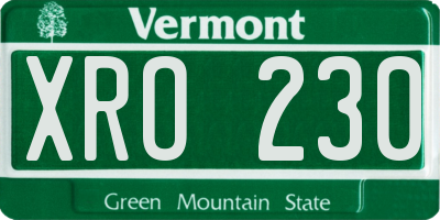 VT license plate XRO230