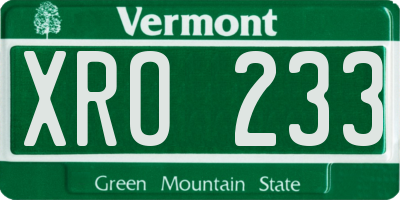VT license plate XRO233