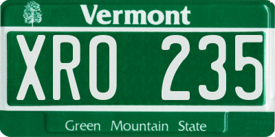 VT license plate XRO235