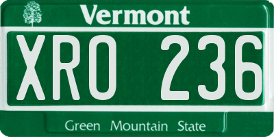 VT license plate XRO236