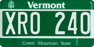 VT license plate XRO240