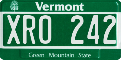 VT license plate XRO242