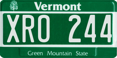 VT license plate XRO244