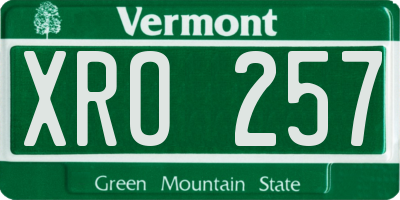 VT license plate XRO257