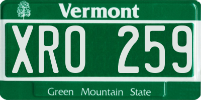 VT license plate XRO259