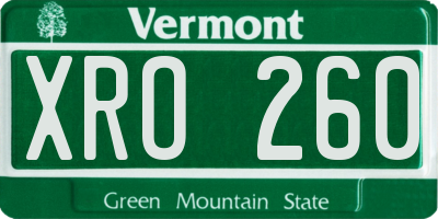 VT license plate XRO260