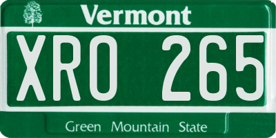 VT license plate XRO265