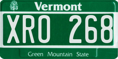 VT license plate XRO268