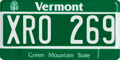 VT license plate XRO269