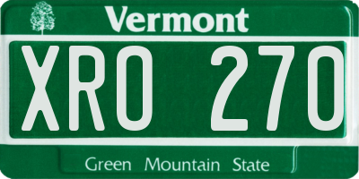 VT license plate XRO270