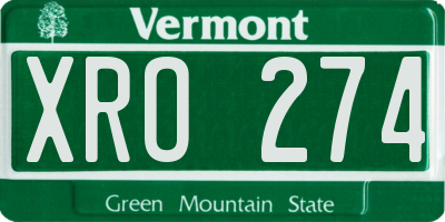 VT license plate XRO274