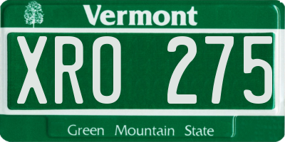 VT license plate XRO275